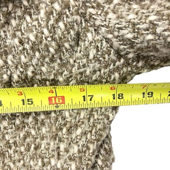 Calvin Klein Tweed Wool Pea Coat Brown Faux Leather Trim Classic Dressy Business - Picture 8 of 15